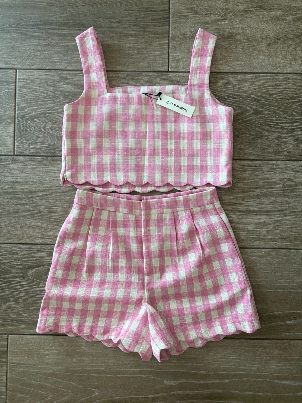 Pink gingham set, NWT!